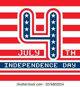 USA Independence Day 4 th July. Vector illustration on background pattern with stripes.