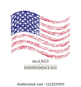 USA Independence Day. 4th of July. Creative drawing of the US flag.