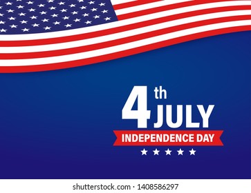 USA Independence Day 4th of July holiday. United states of America flag. Happy independence day banner. Memorial day. American background. Vector illustration.