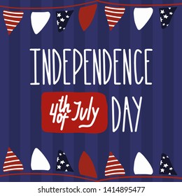 USA Independence Day. 4th of July typography illustration. Card design - Vector 