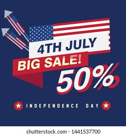 USA Independence Day 4th of July Big 50% SALE banner layout design