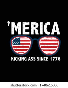 USA independence day. 4th of july greetings, t shirt, flag, postcard, typography, banner vector illustration