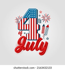 Usa Independence day 4th of July background with us flag premium Vector. National holiday Festive illustration.