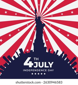 USA Independence Day 4th of July. Template with statue of liberty. Vector illustration