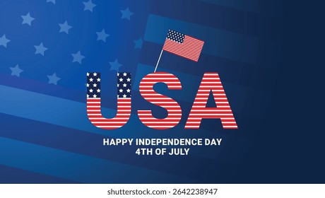 USA Independence Day 4th of July banner with American flag colors, stars, and bold patriotic text	
