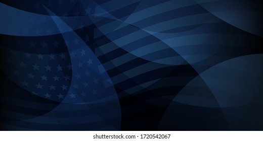 USA independence day abstract background with elements of the american flag in dark blue colors