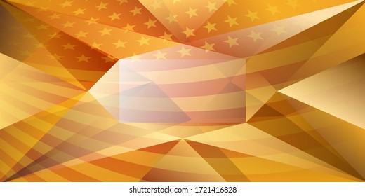 USA independence day abstract background with elements of the american flag in yellow colors