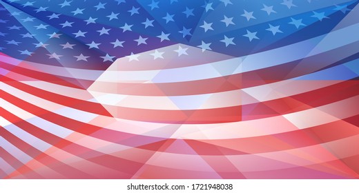 USA independence day abstract background with elements of the american flag in red and blue colors