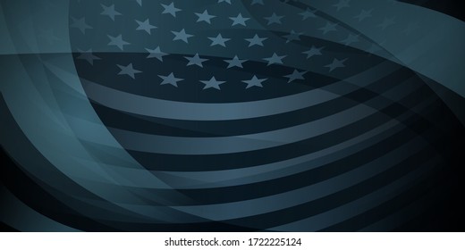 USA independence day abstract background with elements of the american flag in dark blue colors