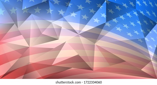 USA independence day abstract background with elements of the american flag in red and blue colors