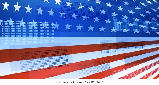 USA independence day abstract background with elements of the american flag in red and blue colors