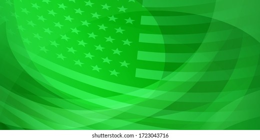 USA independence day abstract background with elements of the american flag in green colors