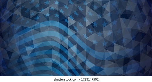 USA independence day abstract background with elements of the american flag in dark blue colors