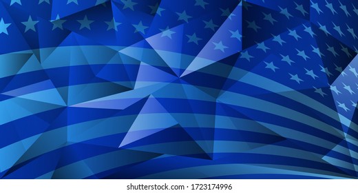 USA independence day abstract background with elements of the american flag in blue colors