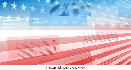 USA independence day abstract background with elements of the american flag in red and blue colors