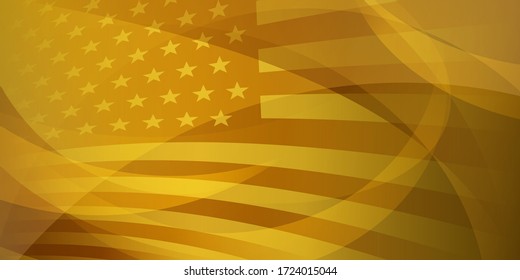 USA independence day abstract background with elements of the american flag in yellow colors
