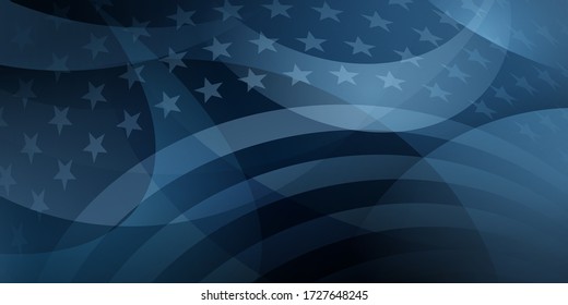 USA independence day abstract background with elements of the american flag in dark blue colors