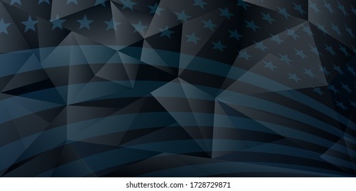 USA independence day abstract background with elements of the american flag in dark blue colors