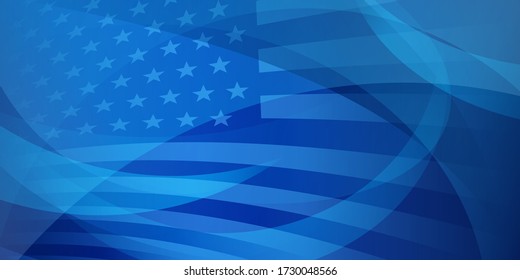 USA independence day abstract background with elements of the american flag in blue colors