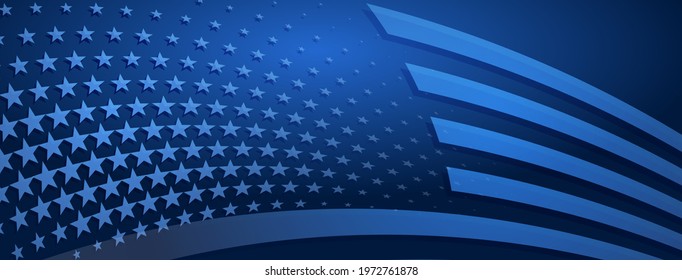 USA independence day abstract background with elements of american flag in blue colors