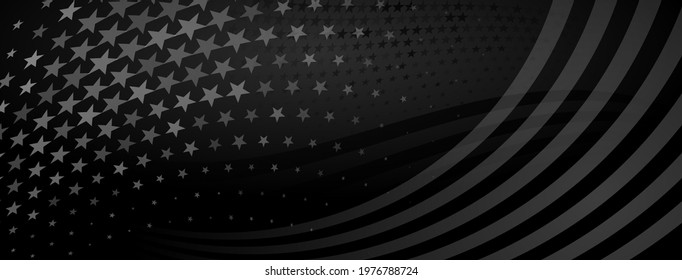 USA independence day abstract background with elements of american flag in black colors