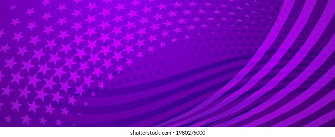 USA independence day abstract background with elements of american flag in purple colors