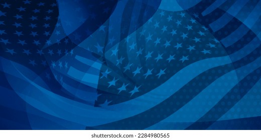 USA independence day abstract background with elements of the american flag in blue colors