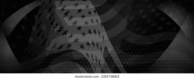 USA independence day abstract background with elements of the american flag in black abd gray colors