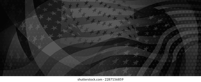 USA independence day abstract background with elements of the american flag in black abd gray colors