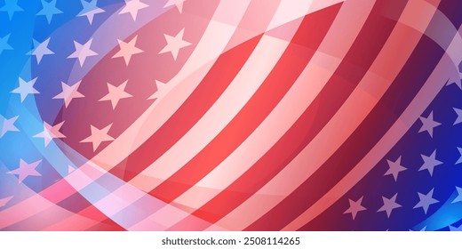 USA independence day abstract background with elements of the american flag in red and blue colors