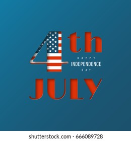 USA Independence Day background. 4 th July cut paper style. Vector illustration.