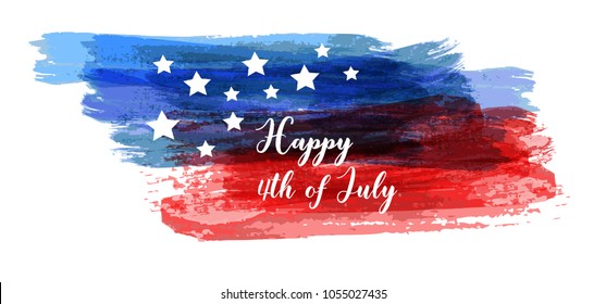 USA Independence day background. Happy 4th of July. Vector abstract grunge brushed flag with text. Template for banner, invitation, poster, etc.