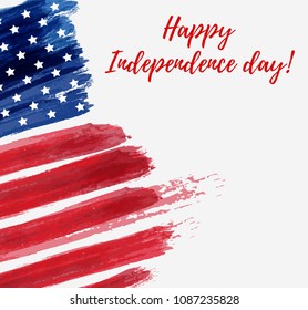 USA Independence day background. Happy 4th of July. Vector abstract grunge flag with text. Template for banner, greeting card, invitation, poster, flyer, etc.