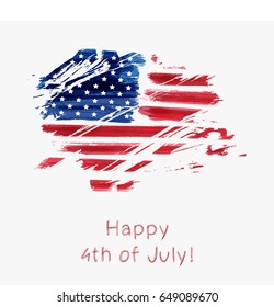 USA Independence day background. Happy 4th of July. Vector abstract grunge flag with text. Template for banner, greeting card, invitation, poster, flyer, etc.