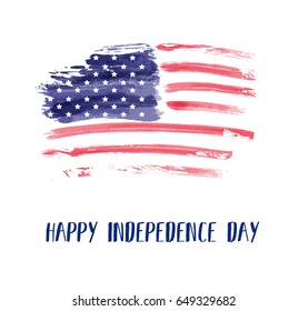 USA Independence day background. Happy 4th of July. Vector abstract grunge brushed flag with text. Template for banner, greeting card, invitation, poster, flyer, etc. 