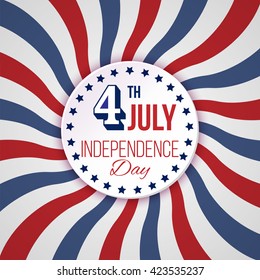 USA Independence Day background. Vector illustration with text, stripes and stars for posters, flyers, decoration in colors of american flag. 4th of July national celebration. 