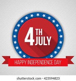 USA Independence Day background. Vector illustration with text, stripes and stars for posters, flyers, decoration in colors of american flag. 4th of July national celebration. 