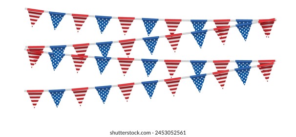 USA Independence Day banner template American flag balloons decor. 4th of July celebration poster template. Vector