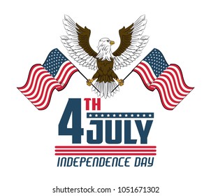 USA independence day card with eagle