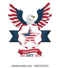 USA independence day card with eagle