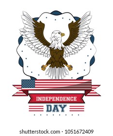 USA independence day card with eagle