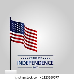 USA independence day card with USA waving flag