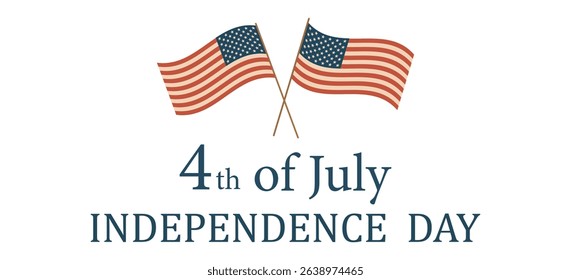 USA Independence Day celebration banner. 4th of July with United States flag. Vector illustration. Banners or posters for international holiday on transparent background.