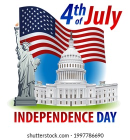 Usa Independence Day celebration card and banner