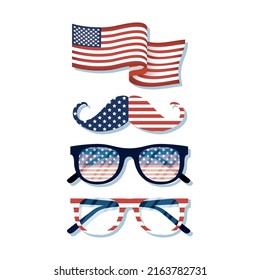 USA Independence Day celebration icon set