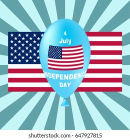 USA Independence day colored background 4th of july with flag and balloon, illustration.