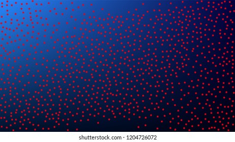 USA Independence Day. Colors of American Flag. Red, Blue and White Stars on Blue Gradient Background. Abstract Background with Many Random Falling Stars Confetti on Blue Background. 