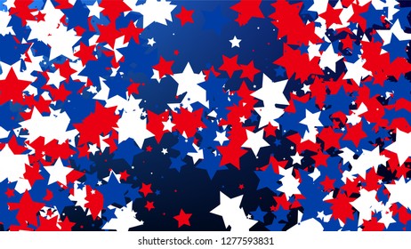 USA Independence Day. Colors of American Flag. . Invitation Background. Banner, Christmas and New Year card, Postcard, Packaging, Textile Print.