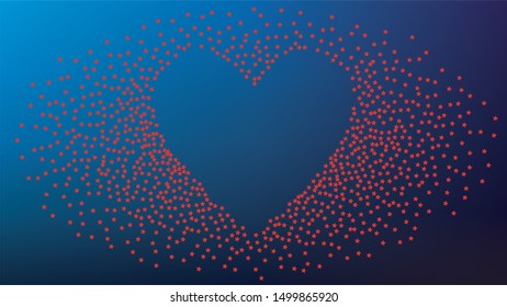 USA Independence Day. Colors of American Flag. . Abstract Background with Many Random Falling Stars Confetti on Blue Background. 