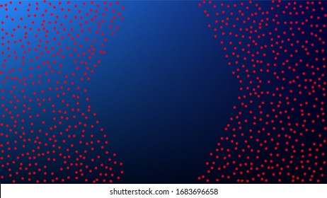 USA Independence Day. Colors of American Flag. . Abstract Background with Many Random Falling Stars Confetti on Blue Background. 